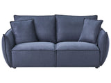 Sofa Dark Blue Fabric Upholstery Low Profile Deep Wide Seat Cushioned Backrest Modern Cosy Beliani