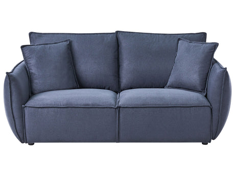 Sofa Dark Blue Fabric Upholstery Low Profile Deep Wide Seat Cushioned Backrest Modern Cosy Beliani
