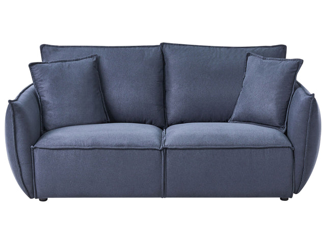 Sofa Dark Blue Fabric Upholstery Low Profile Deep Wide Seat Cushioned Backrest Modern Cosy Beliani