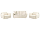 Living Room Set Light Beige Fabric Upholstery Low Profile Deep Wide Seat Cushioned Backkrest Modern Cosy Beliani