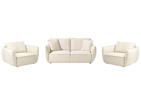 Living Room Set Light Beige Fabric Upholstery Low Profile Deep Wide Seat Cushioned Backkrest Modern Cosy Beliani