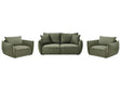 Living Room Set Green Fabric Upholstery Low Profile Deep Wide Seat Cushioned Backrest Modern Cosy Beliani