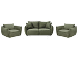 Living Room Set Green Fabric Upholstery Low Profile Deep Wide Seat Cushioned Backrest Modern Cosy Beliani