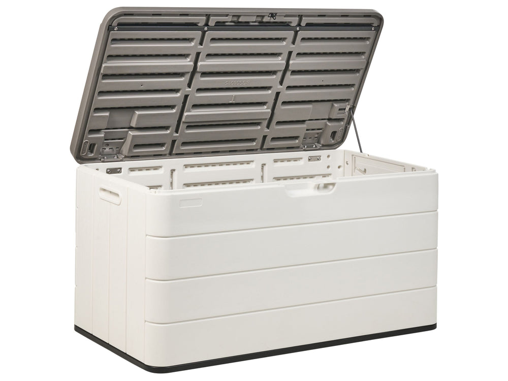 Garden Storage Box White Plastic 116 x 60 cm Outdoor Tool Box for Textiles Beliani