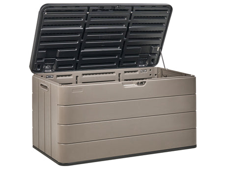 Garden Storage Box Brown Plastic 116 x 60 cm Outdoor Tool Box for Textiles Beliani