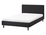 EU Double Size Panel Bed 4ft Black Fabric Slatted Frame Contemporary Beliani