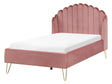 Bed Frame Pink Velvet Upholstery EU Small Double Size 4ft Metal Legs Retro Design Chanell Shell Headboard Beliani