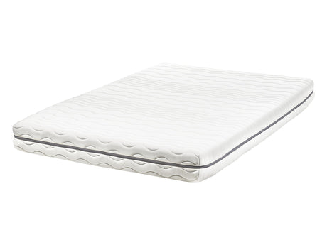 Memory Foam Mattress White with Grey Fabric EU Small Double Size Medium Firm H3 Beliani