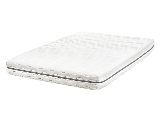 Memory Foam Mattress White with Grey Fabric EU Small Double Size Medium Firm H3 Beliani