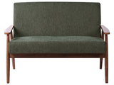 Sofa Green and Dark Brown Polyester Fabric Upholstery Retro Design Wooden Frame Armrests Living Room Beliani