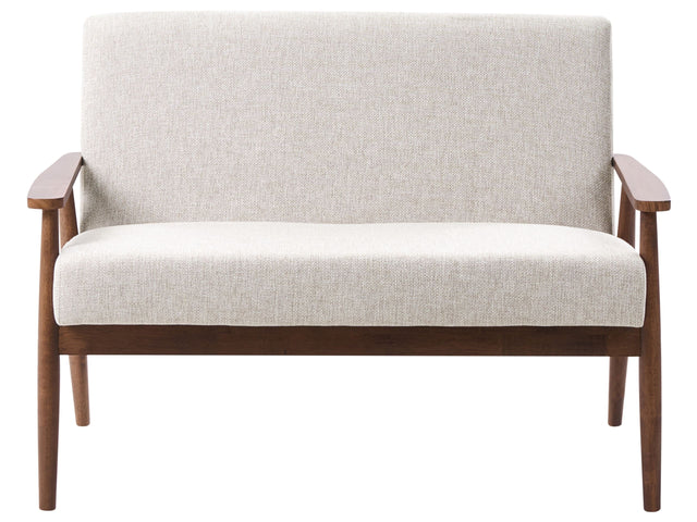 Sofa Grey and Dark Brown Polyester Fabric Upholstery Retro Design Wooden Frame Armrests Living Room Beliani