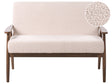 Sofa Beige and Dark Brown Boucle Fabric Upholstery Retro Design Wooden Frame Armrests Living Room Beliani