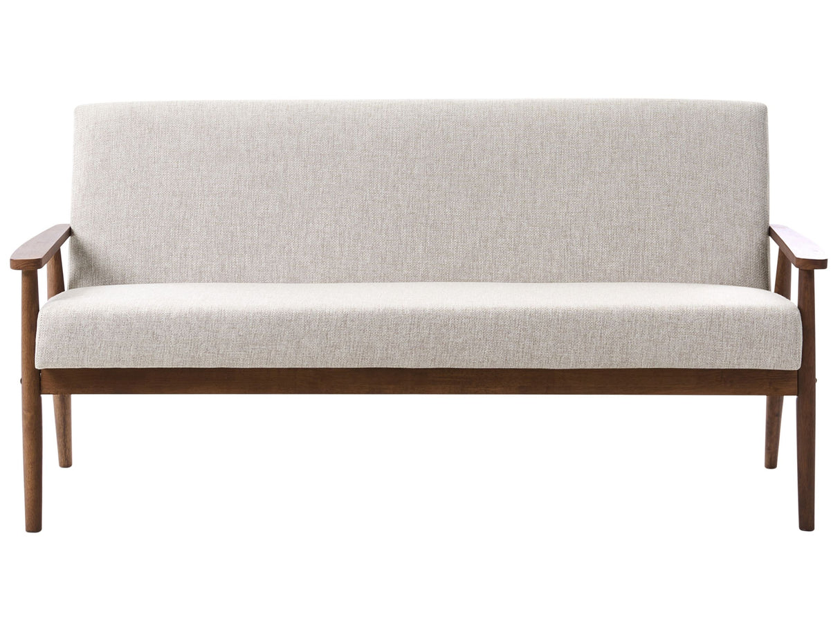 Sofa Grey and Dark Brown 3 Seater Polyester Fabric Upholstery Retro Design Wooden Frame Armrests Living Room Beliani