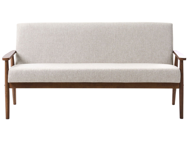 Sofa Grey and Dark Brown 3 Seater Polyester Fabric Upholstery Retro Design Wooden Frame Armrests Living Room Beliani