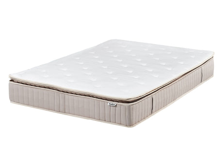 Latex Pocket Mattress White and Beige EU Small Double Size Medium Zippered Removable Polyester Cover Bedroom Accessories Beliani