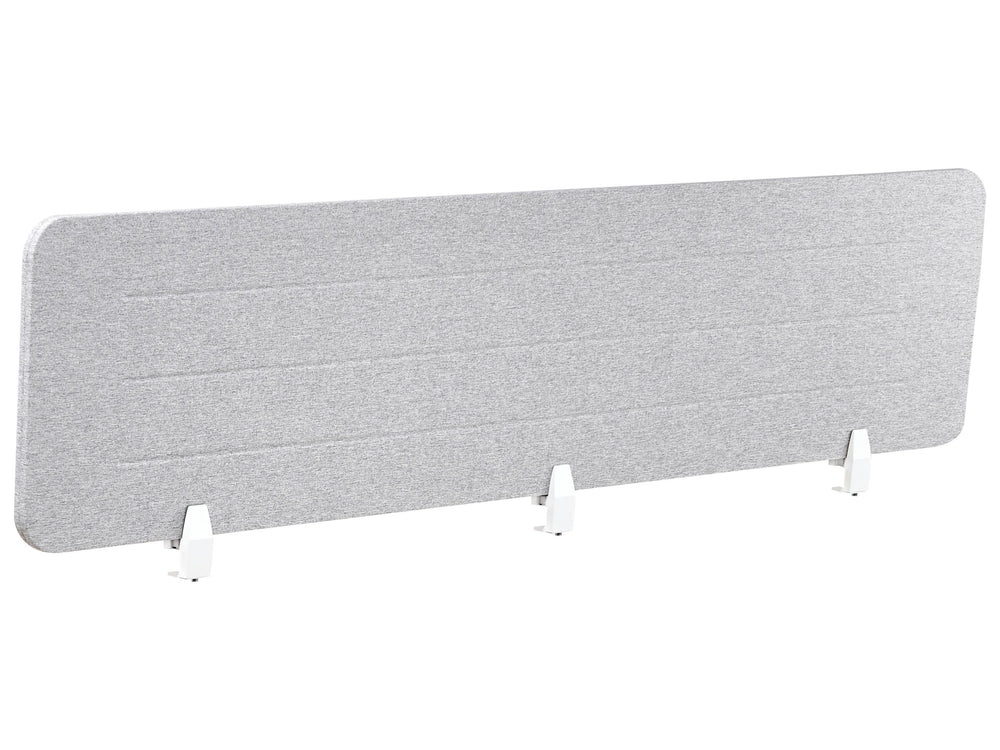 Desk Screen Light Grey PET Board Fabric Cover 180 x 40 cm Acoustic Screen Modular Mounting Clamps Home Office Beliani