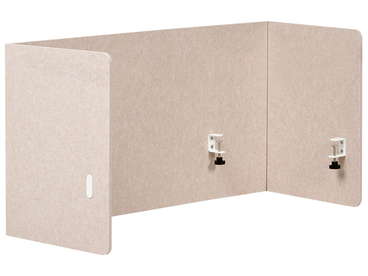 Full Desk Screen Beige PET Board Fabric Cover 120 x 60 cm Acoustic Screen Modular Mounting Clamps Home Office Beliani