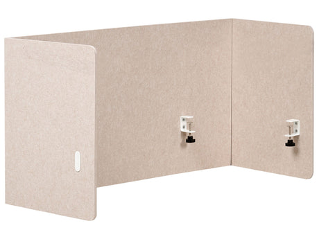 Full Desk Screen Beige PET Board Fabric Cover 120 x 60 cm Acoustic Screen Modular Mounting Clamps Home Office Beliani