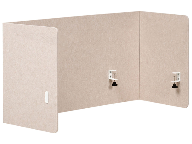 Full Desk Screen Beige PET Board Fabric Cover 120 x 60 cm Acoustic Screen Modular Mounting Clamps Home Office Beliani