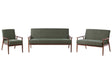 Living Room Set Green and Dark Brown Polyester Fabric Upholstery Retro Design Wooden Frame Armrests Living Room Beliani
