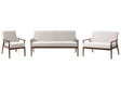Living Room Set Grey and Dark Brown Polyester Fabric Upholstery Retro Design Wooden Frame Armrests Living Room Beliani
