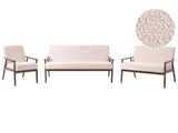 Living Room Set Beige and Dark Brown Boucle Fabric Upholstery Retro Design Wooden Frame Armrests Living Room Beliani