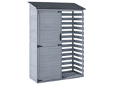 Outdoor Garden Storage Shed Grey Fir Wood Asphalt Roof with Shelves and Catch-Locked Doors Beliani