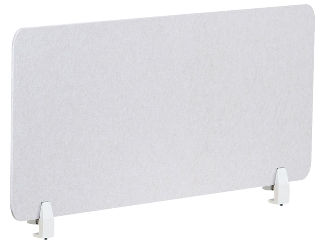 Desk Screen Off-White PET Board Fabric Cover 120 x 50 cm Acoustic Screen Modular Mounting Clamps Home Office Beliani