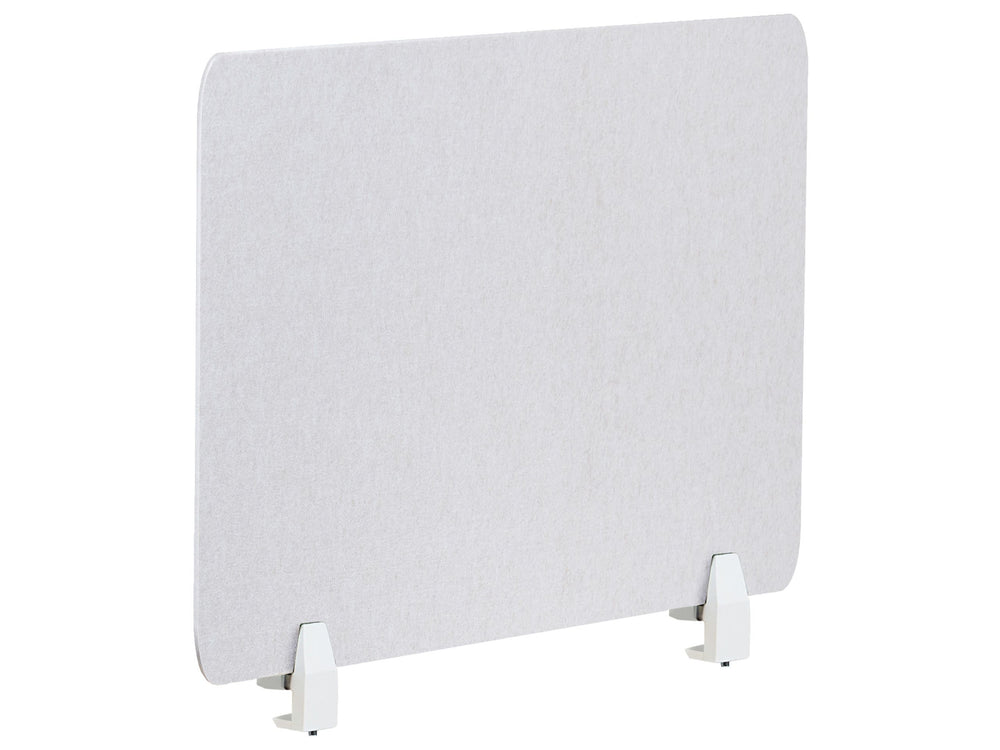 Desk Screen Off-White PET Board Fabric Cover 80 x 50 cm Acoustic Screen Modular Mounting Clamps Home Office Beliani