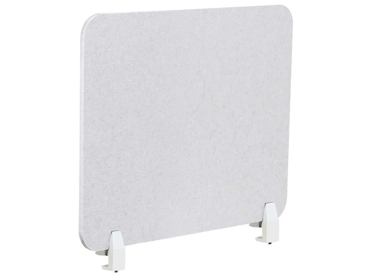 Desk Screen Off-White PET Board Fabric Cover 72 x 50 cm Acoustic Screen Modular Mounting Clamps Home Office Beliani