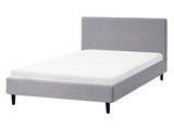 EU Small Double Bed Panel Bed 4ft Light Grey Fabric Slatted Frame Contemporary Beliani