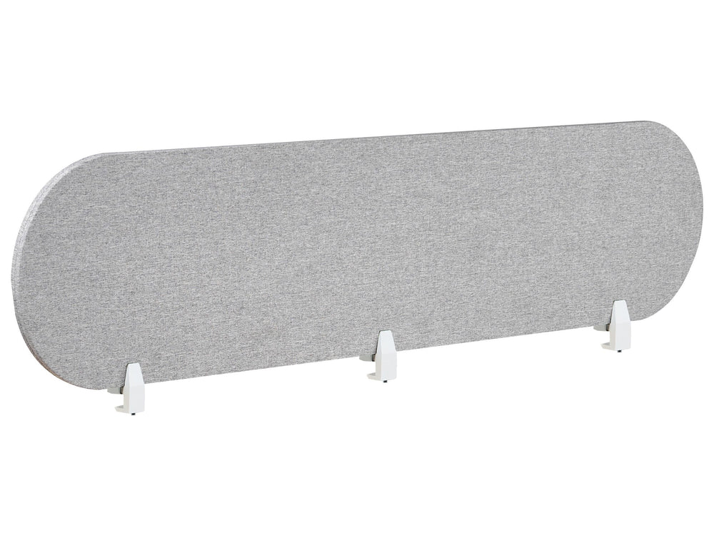 Desk Screen Light Grey PET Board Fabric Cover 180 x 40 cm Acoustic Screen Modular Mounting Clamps Home Office Beliani