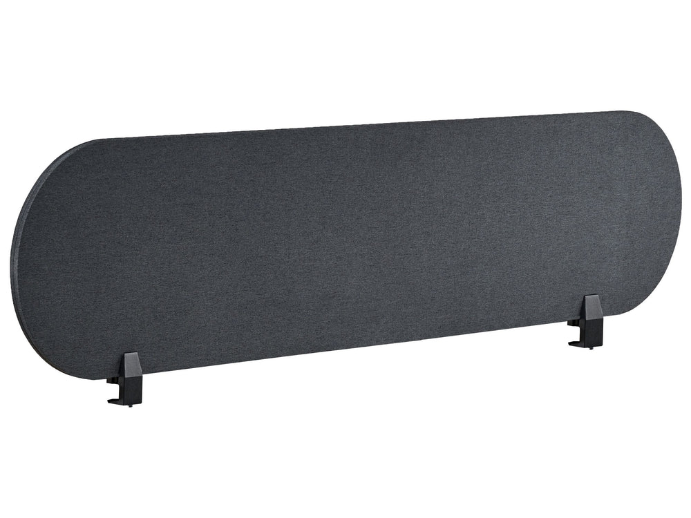 Desk Screen Dark Grey PET Board Fabric Cover 160 x 40 cm Acoustic Screen Modular Mounting Clamps Home Office Beliani