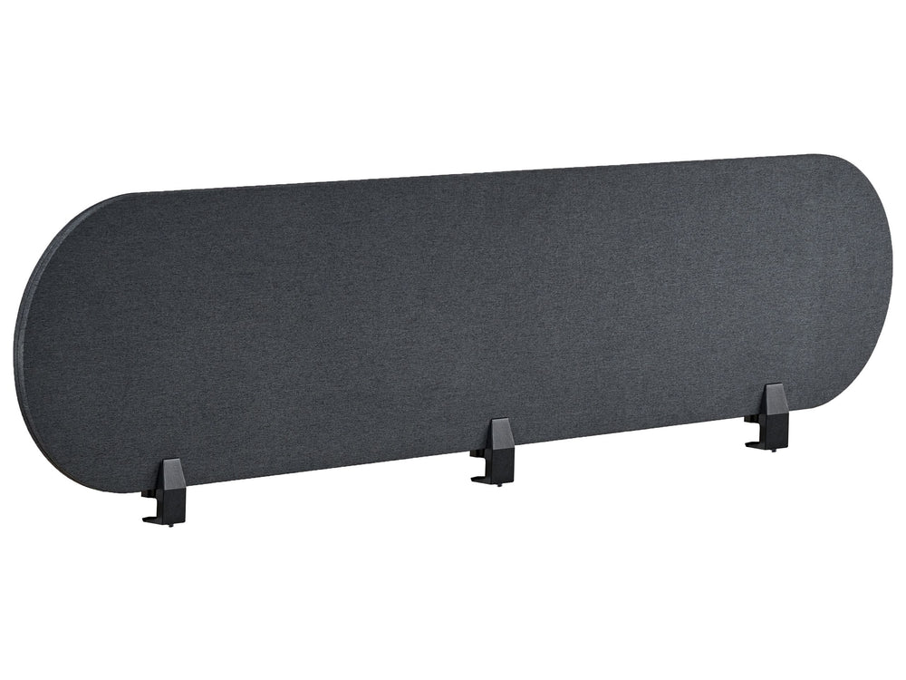 Desk Screen Dark Grey PET Board Fabric Cover 180 x 40 cm Acoustic Screen Modular Mounting Clamps Home Office Beliani