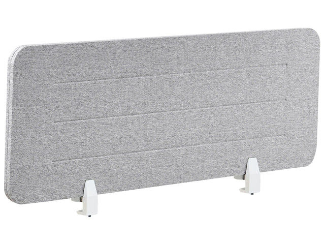 Desk Screen Light Grey PET Board Fabric Cover 120 x 40 cm Acoustic Screen Modular Mounting Clamps Home Office Beliani
