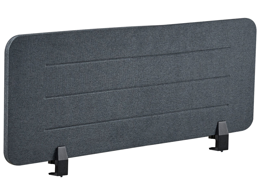Desk Screen Dark Grey PET Board Fabric Cover 120 x 40 cm Acoustic Screen Modular Mounting Clamps Home Office Beliani