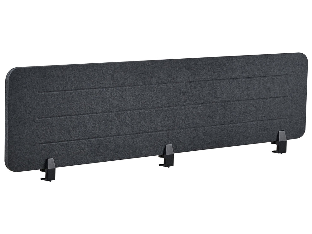 Desk Screen Dark Grey PET Board Fabric Cover 180 x 40 cm Acoustic Screen Modular Mounting Clamps Home Office Beliani