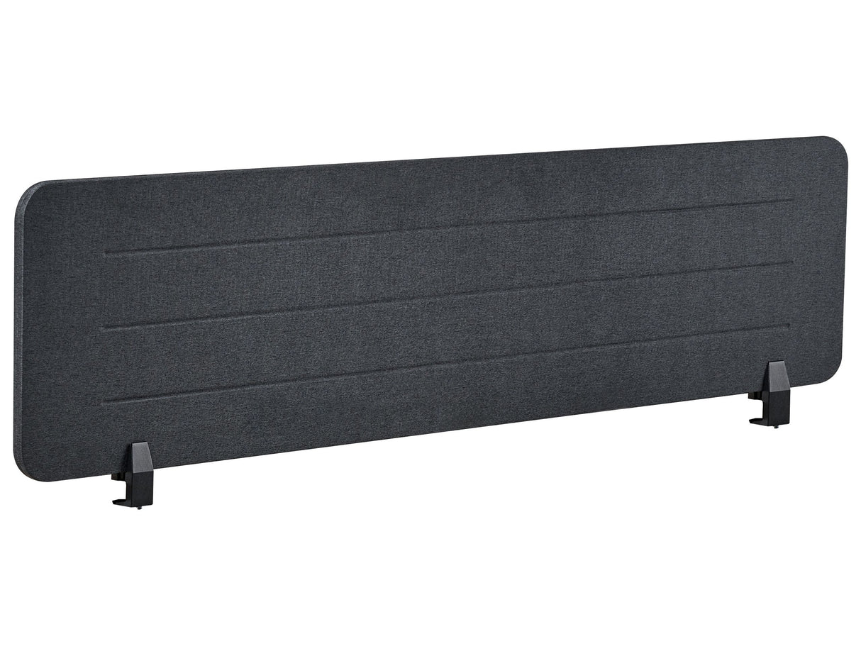 Desk Screen Dark Grey PET Board Fabric Cover 160 x 40 cm Acoustic Screen Modular Mounting Clamps Home Office Beliani
