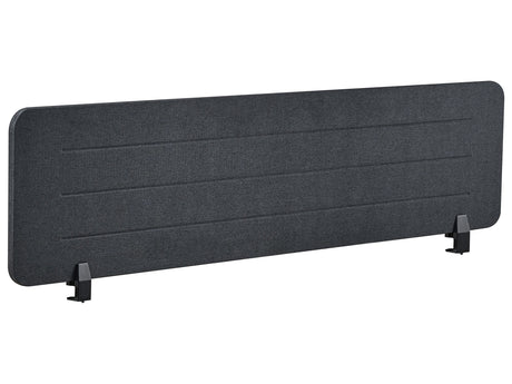 Desk Screen Dark Grey PET Board Fabric Cover 160 x 40 cm Acoustic Screen Modular Mounting Clamps Home Office Beliani