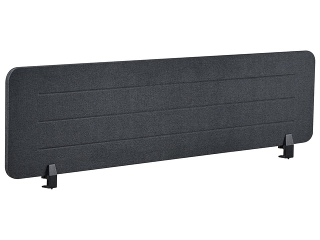 Desk Screen Dark Grey PET Board Fabric Cover 160 x 40 cm Acoustic Screen Modular Mounting Clamps Home Office Beliani