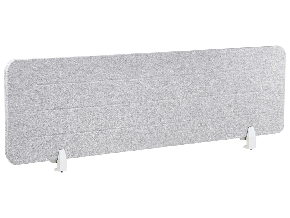 Desk Screen Light Grey PET Board Fabric Cover 160 x 40 cm Acoustic Screen Modular Mounting Clamps Home Office Beliani