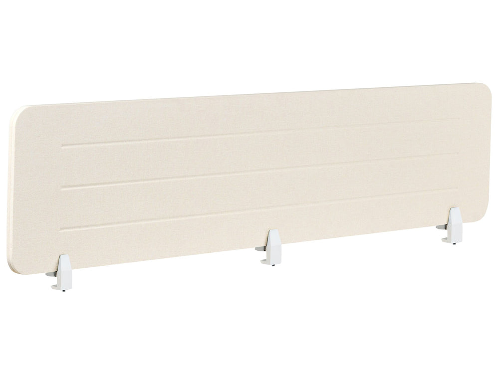 Desk Screen Light Beige PET Board Fabric Cover 180 x 40 cm Acoustic Screen Modular Mounting Clamps Home Office Beliani
