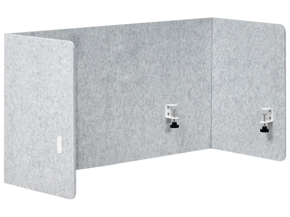 Full Desk Screen Grey  PET Board Fabric Cover 120 x 60 cm Acoustic Screen Modular Mounting Clamps Home Office Beliani