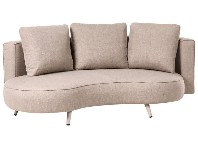 Left-Hand 3 Seater Garden Sofa Beige Olefin Upholstery with Cushions Water-Repellent UV Resistant Kidney-Shaped Beliani