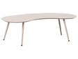 Garden Coffee Table Beige Aluminum 130 x 65 cm UV and Water Resistant Kidney-Shaped Beliani