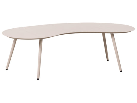 Garden Coffee Table Beige Aluminum 130 x 65 cm UV and Water Resistant Kidney-Shaped Beliani