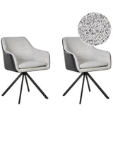 Set of 2 Chairs Black and White Polyester and Faux Leather Metal Legs for Dining Room Beliani