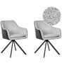 Set of 2 Chairs Black and White Polyester and Faux Leather Metal Legs for Dining Room Beliani