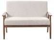 Sofa Beige and Dark Brown Polyester Fabric Upholstery Retro Design Wooden Frame Armrests Living Room Beliani