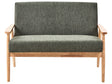 Sofa Green and Light Brown Polyester Fabric Upholstery Retro Design Wooden Frame Armrests Living Room Beliani